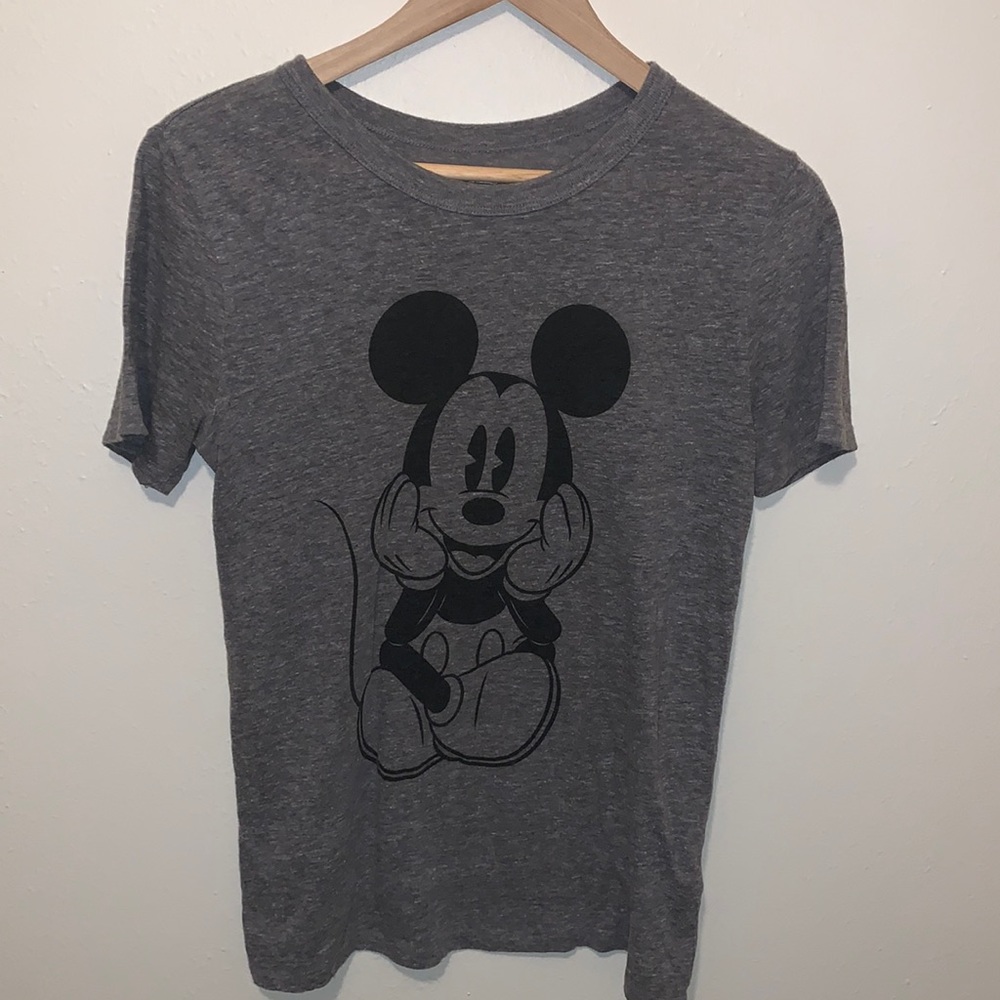 Disney Mickey Mouse T-Shirt Womens S Heather Gray Black Graphic Vintage Y2K